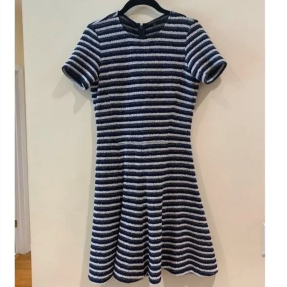 Theory Blue & White Striped "Albita" Knit Short Sleeve Dress [Size 4] - Picture 2 of 4